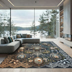 Gothic Floral Cottage Spiderweb Frame Rug