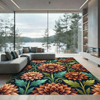 Amber Art Nouveau Botanical Bloom Rug