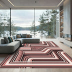 Mauve Pink Striped Geometric Flow Rug