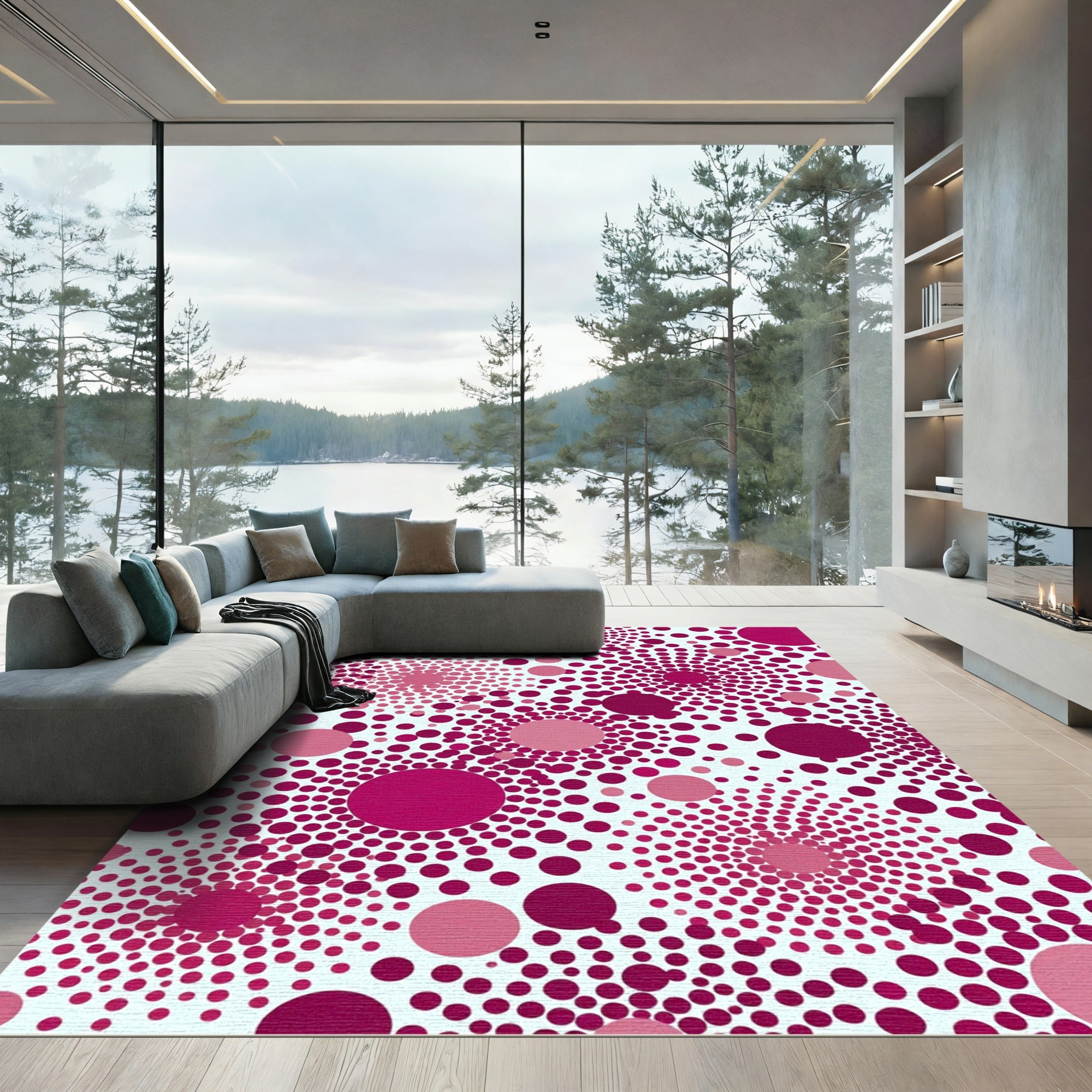 Crimson Pink Dot Radiance Rug