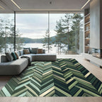 Deep Green Herringbone Stripe Rug