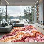 Earthy Red And Orange Swirl Rug