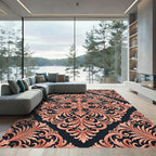 Blush Coral Ornate Damask Medallion Rug