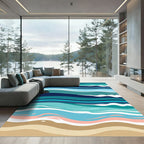 Abstract Ocean Wave Gradient Area Rug