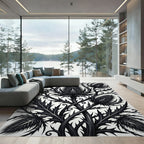 Black Thistle Vine Arrangement Rug