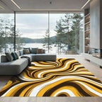 Monochromatic Swirls Abstract Strokes Rug