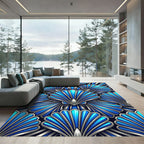 Art Deco Blue Fan Cluster Rug