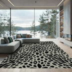 Gray Black Animal Spots Medallion Rug