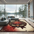 Vintage Crimson Basketball Champion Medallion Rug