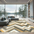 Modern Earthy Zigzag Chevron Texture Rug