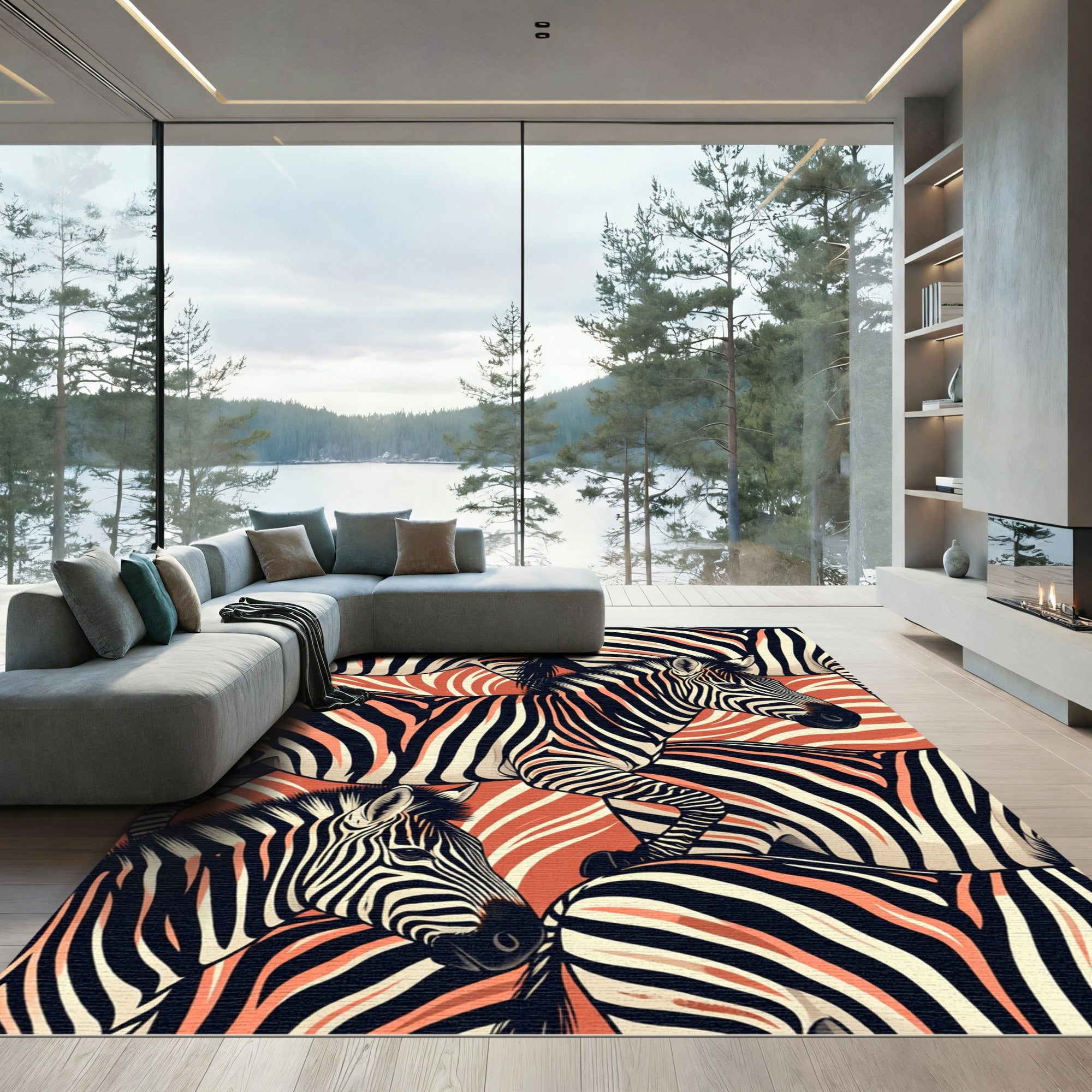Bold Orange Zebra Stripe Herd Rug