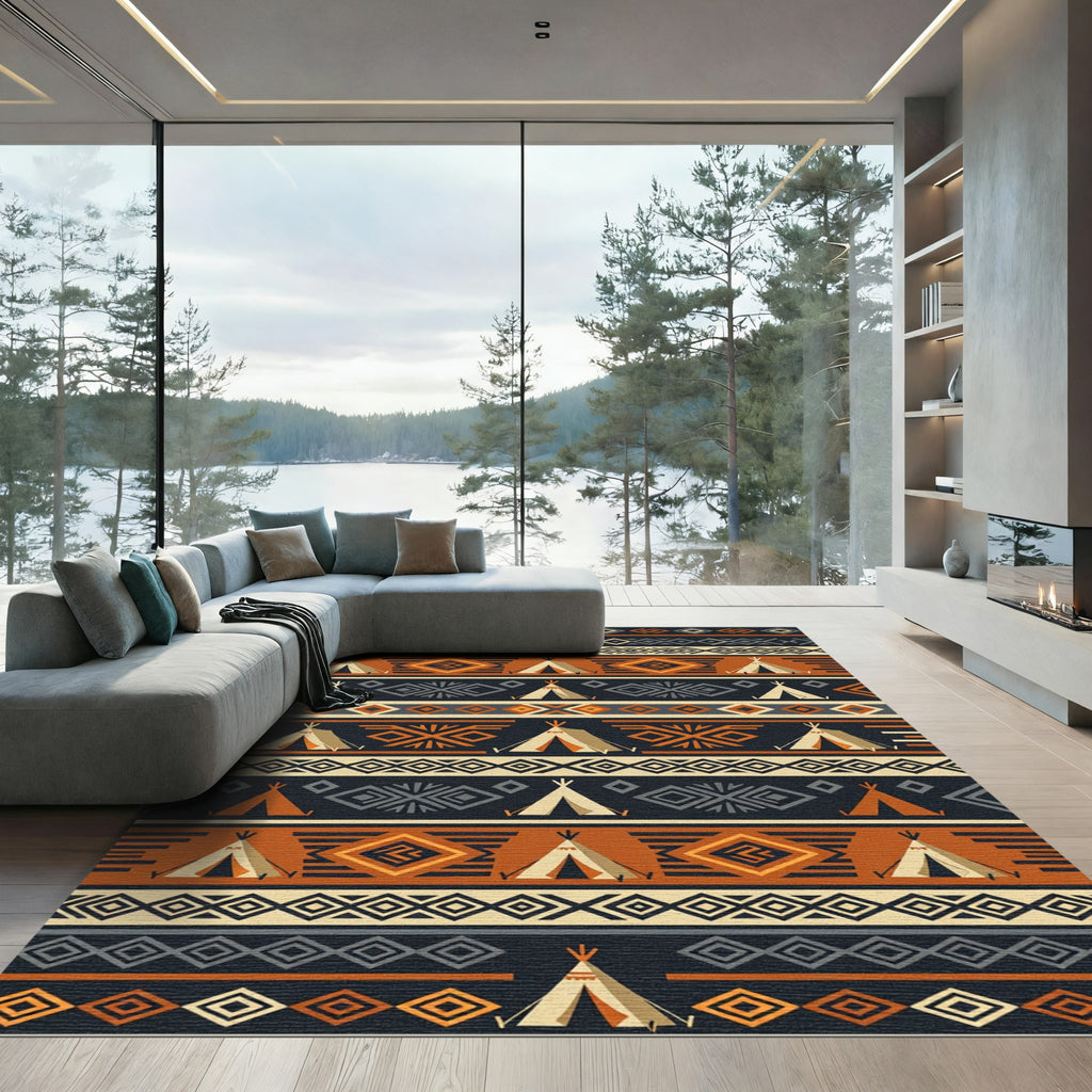 Geometric Teepee Earthy Tone Rug