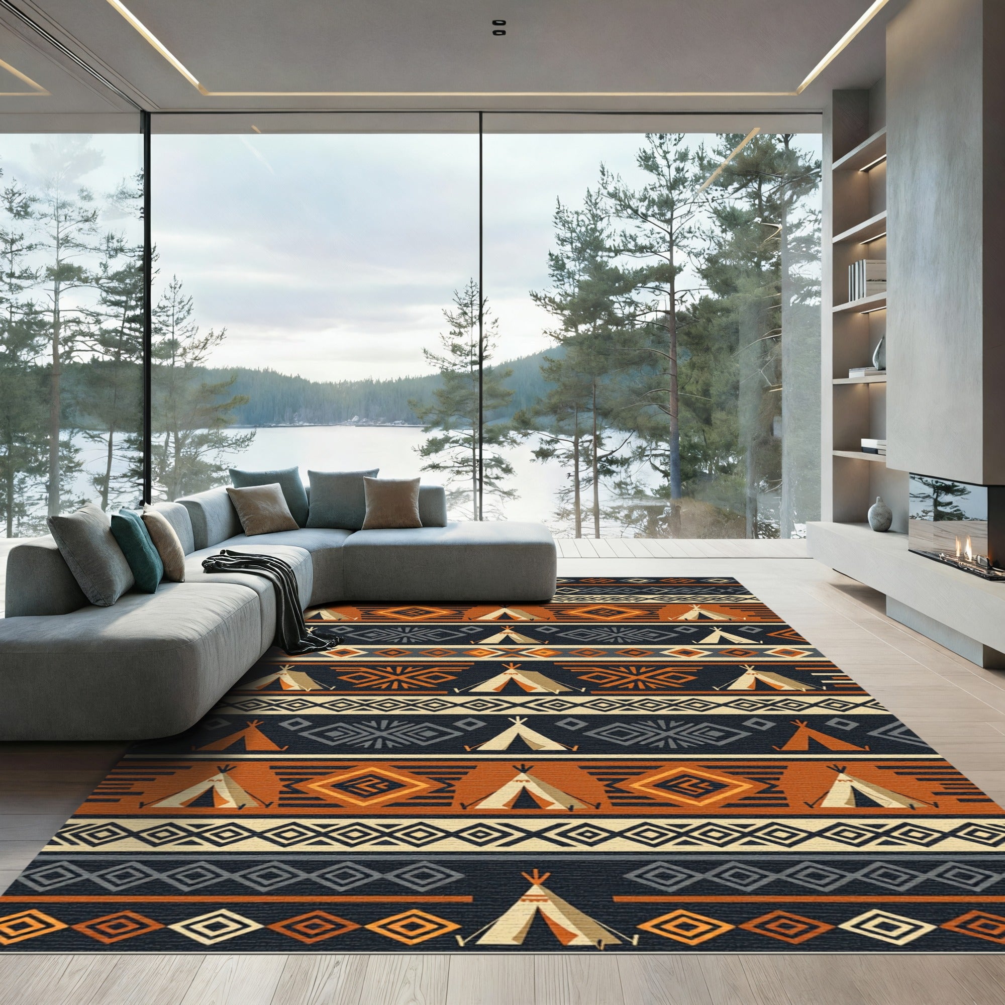 Geometric Teepee Earthy Tone Rug