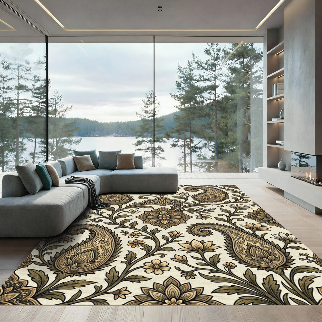 Ornate Paisley Floral Scrollwork Rug