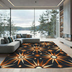 Celestial Golden Starry Night Art Rug