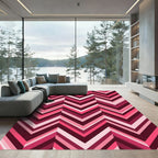 Pink Chevron Geometric Stripes Rug