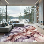 Ethereal Plum and Taupe Fluid Abstract Rug