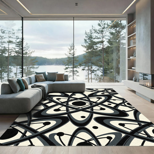 Atomic Starburst Black Gray Rug