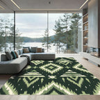 Green Boho Diamond Tree Geometric Rug