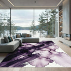 Deep Purple Abstract Ink Flow Rug