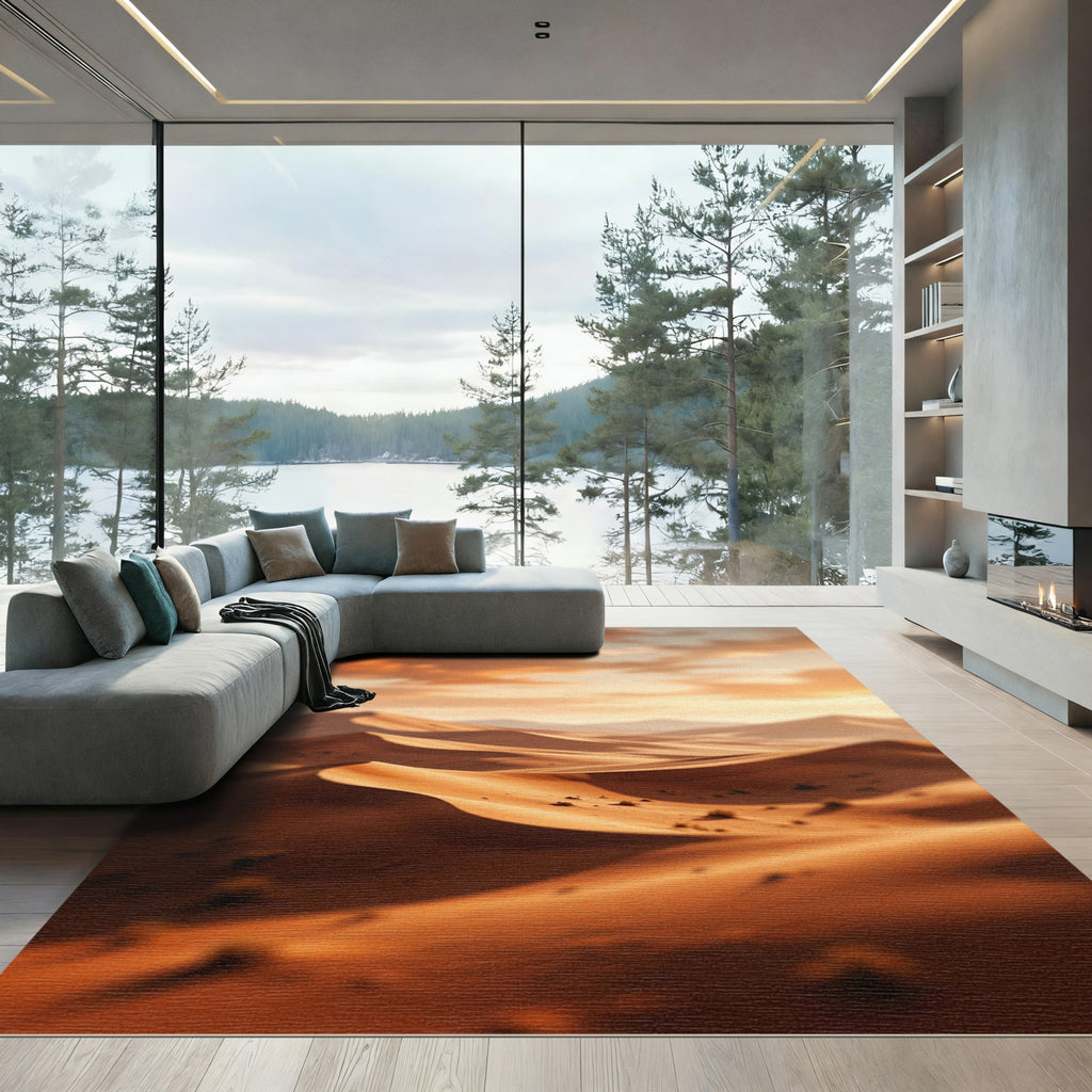 Golden Amber Desert Dune Landscape Rug
