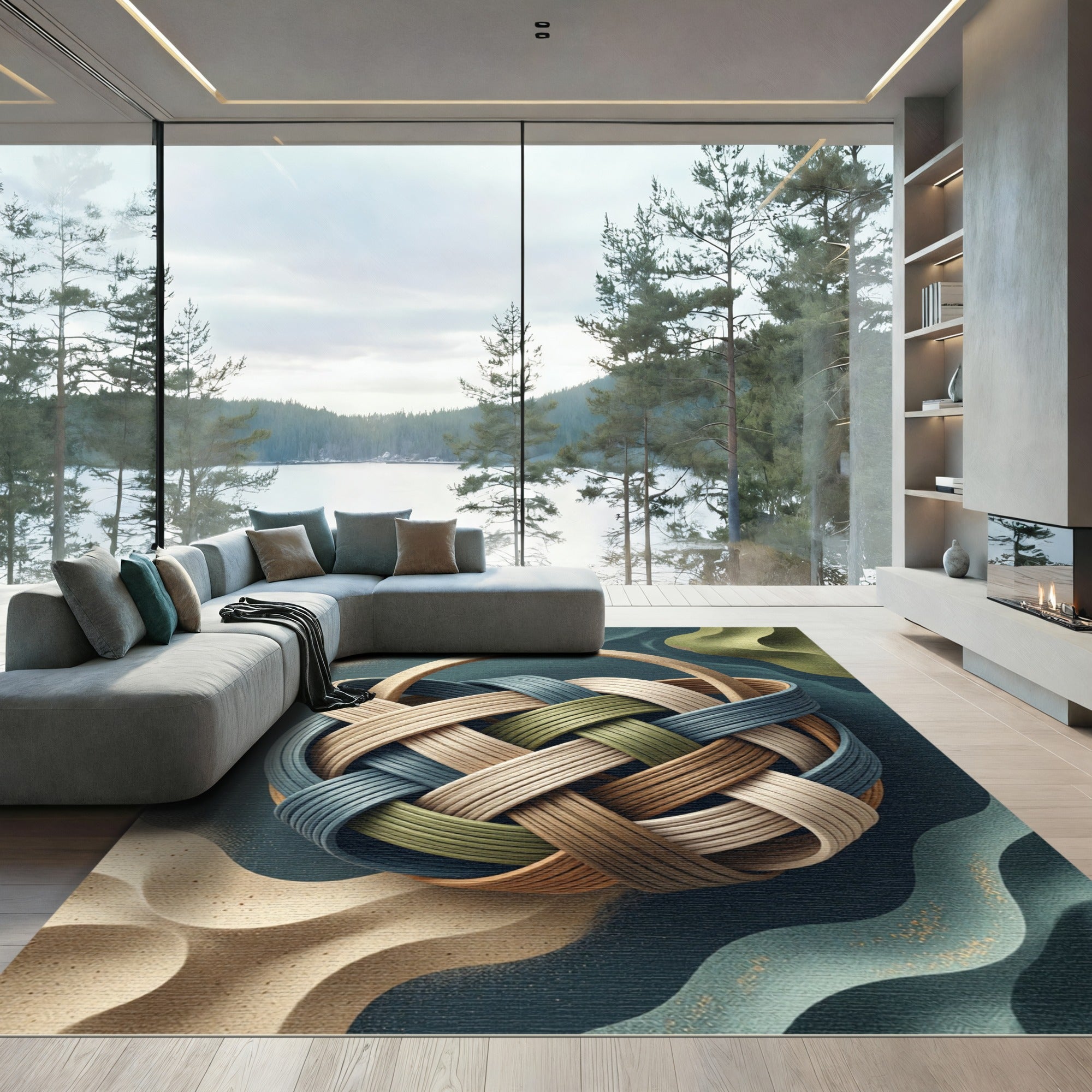 Woven Multi-Color Abstract Interlocking Sphere Rug