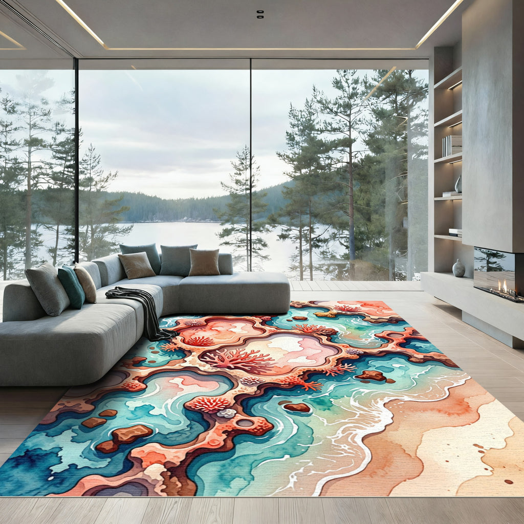 Ethereal Coral Reef Ocean Shore Rug