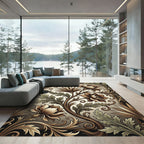 Antique Sepia Floral Scroll Vine Rug