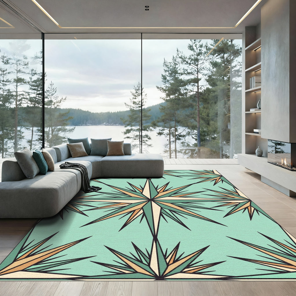Geo Starburst Mint Sage Geometric Rug