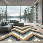 Earth Tones Ikat Zigzag Chevron Rug