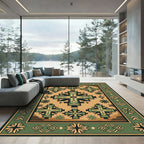 Terracotta Green Geometric Cross Rug