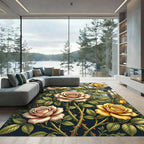 Elegant Golden Rose Greenhouse Arrangement Rug