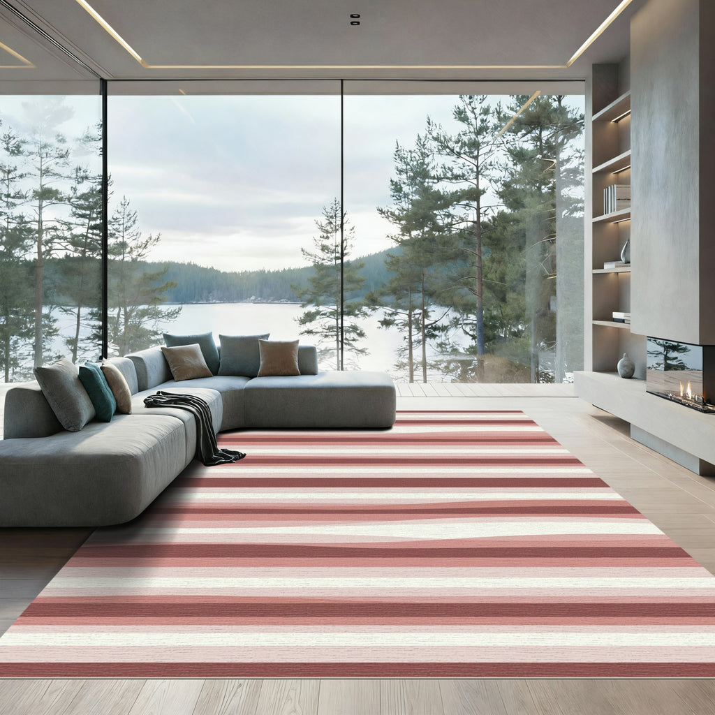 Terracotta Layered Gradient Stripes Rug
