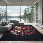 Rich Crimson Pearl Floral Medallion Rug
