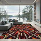 Geometric Crimson Tribal Cross Medallion Rug