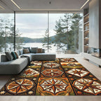 Rustic Harvest Compass Farmhouse Tile Rug