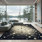 Whimsical Cosmic Starburst Celestial Mandala Rug