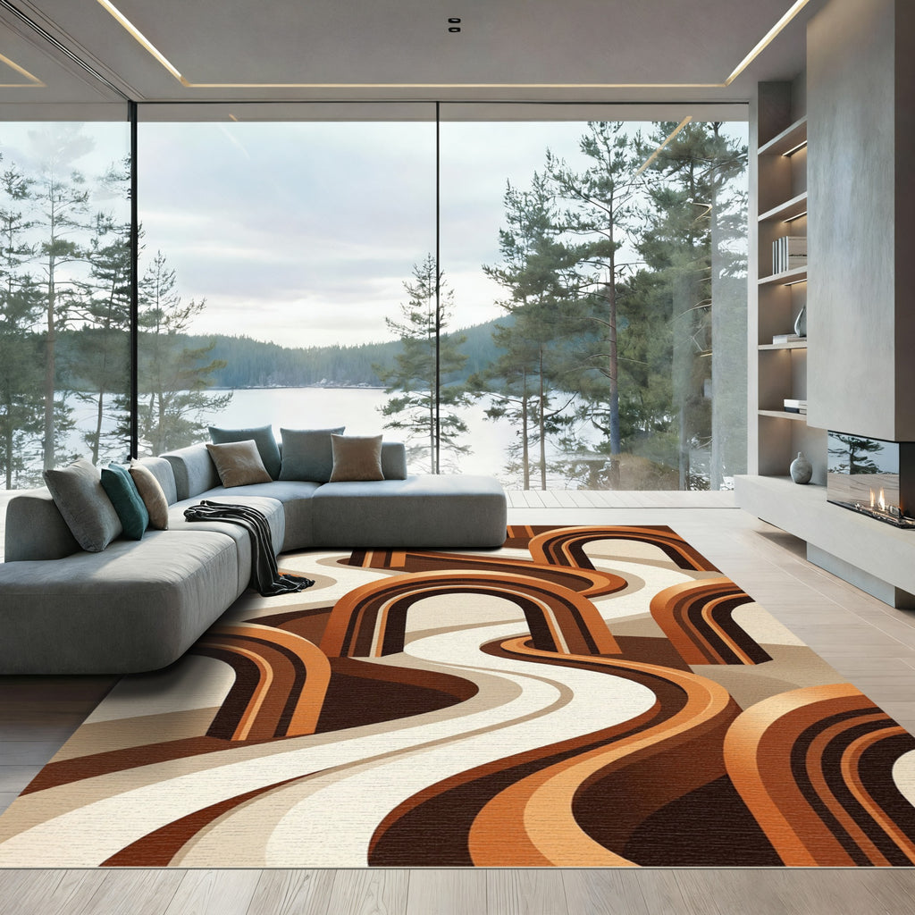 Modern Earthy Curved Arch Abstract Rug
