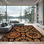 Bold Orange Leopard Floral Mandalas Rug