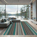 Teal Gray Vertical Stripe Rug