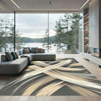 Neutral Abstract Brushstroke Swirl Rug