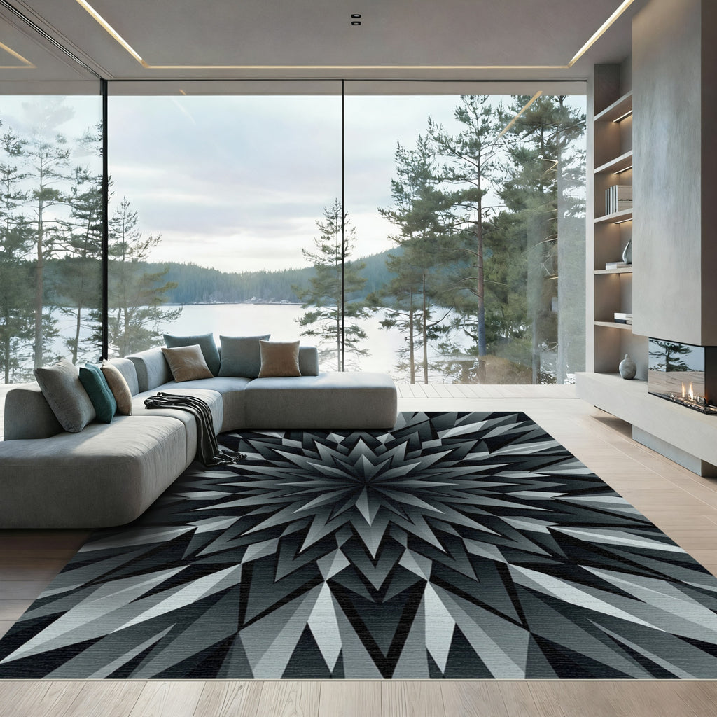 Monochromatic Geometric Starburst Rug
