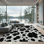 Black White Spotted Fauvism Floral Rug