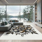 Antique Metallic Gold and Silver Rose Rug