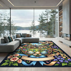 Whimsical Floral Butterfly Easter Meadow Art Rug