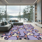 Cute Lavender Kitten Face Collage Rug