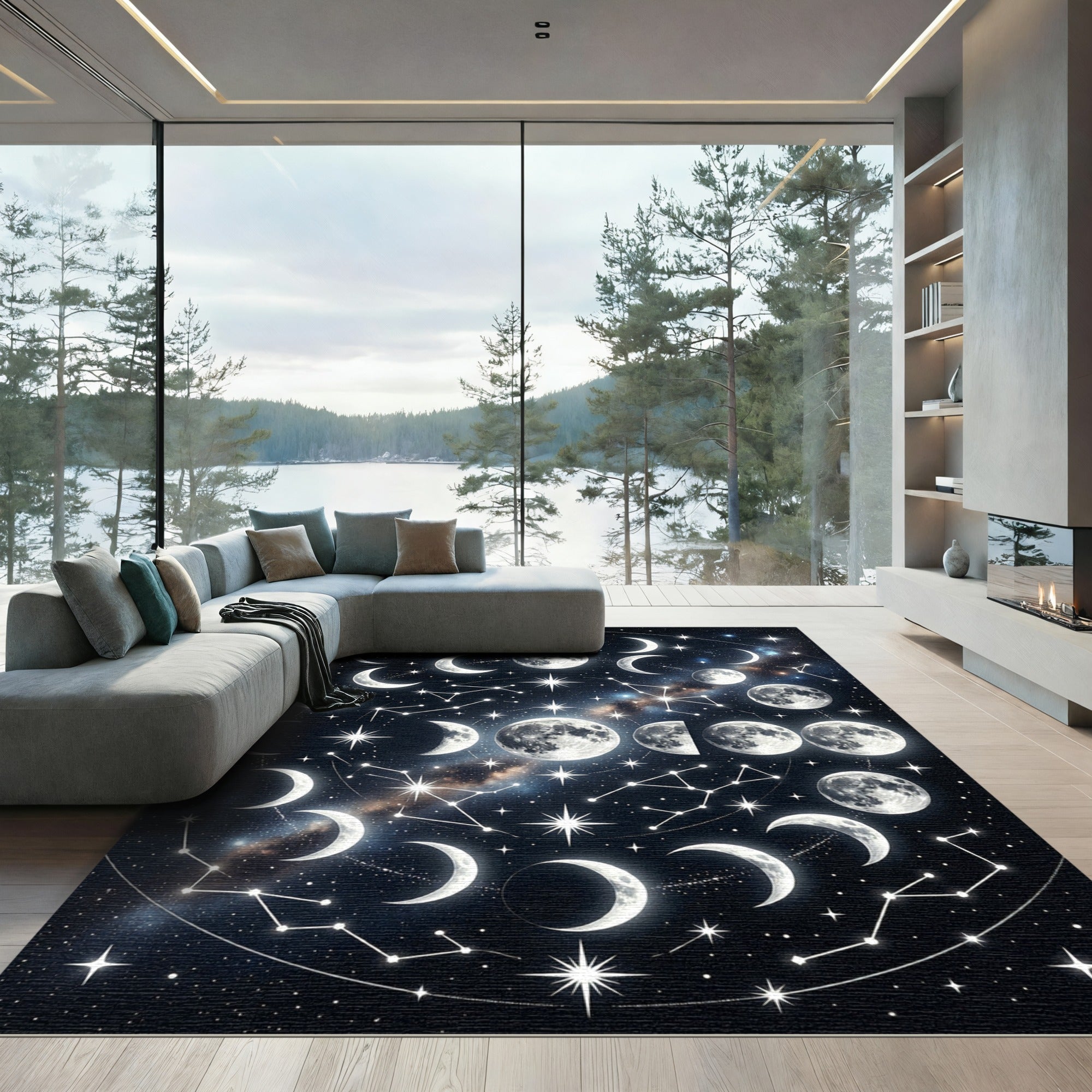 Celestial Moon Phases Constellation Rug