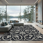 Ornate Silver Leaf Scroll Work Rug