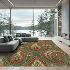 Emerald Green Paisley Floral Medallion Rug