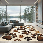 Rustic Brown Animal Paw Tracks Rug